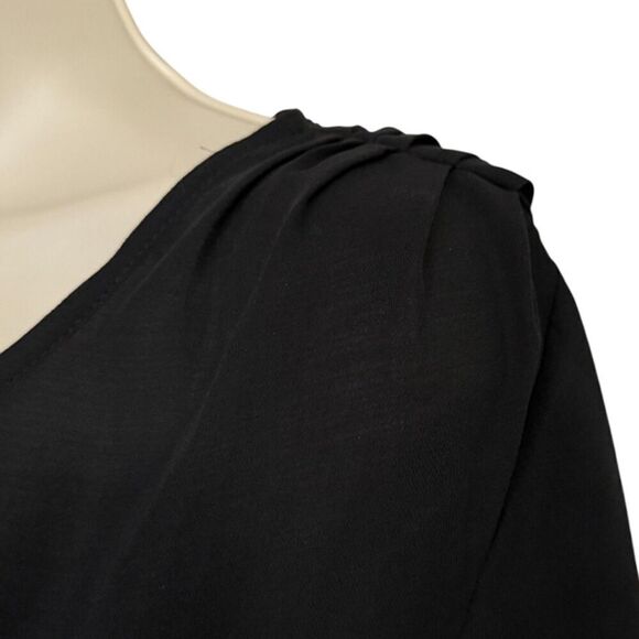 Ann Taylor Black Pleated Shoulder Long Sleeve Shirt Size S - Picture 4 of 8
